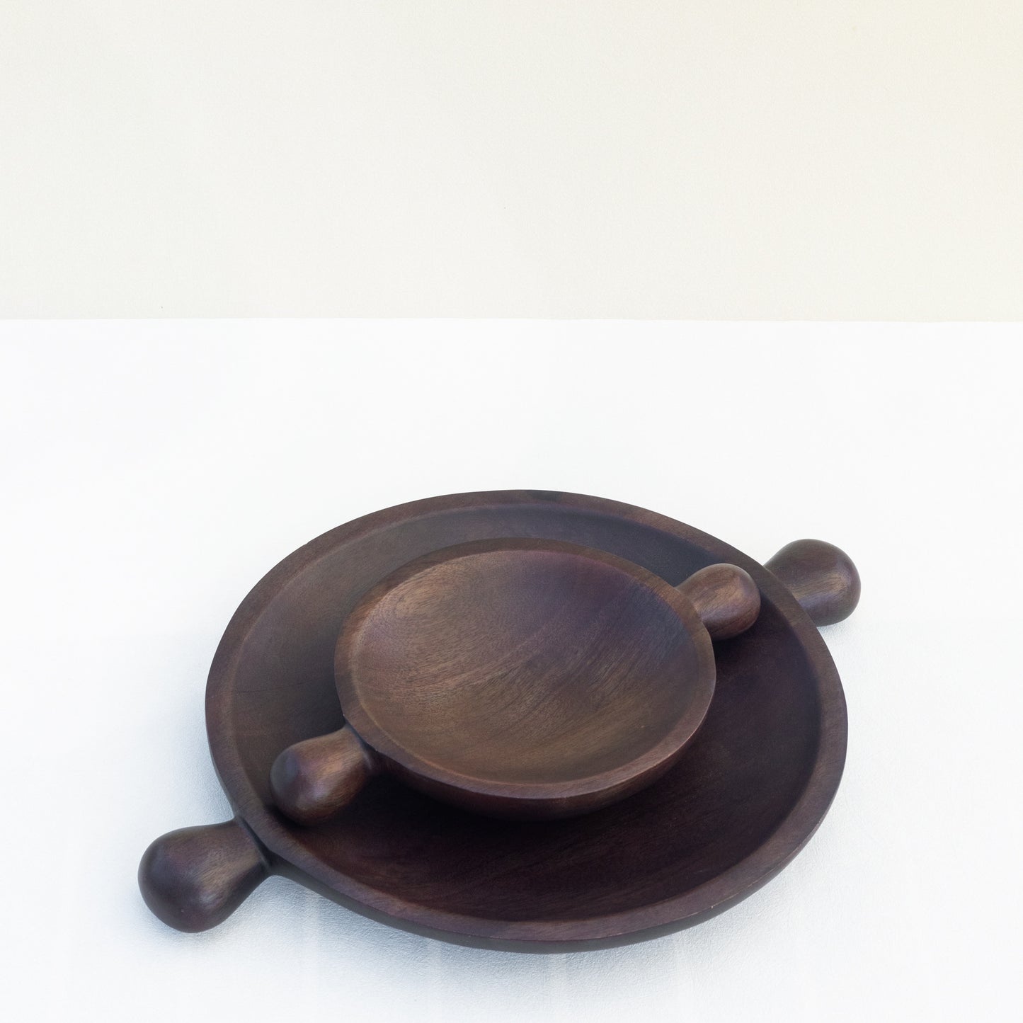 ROUND HANDLED WOOD TRAYS