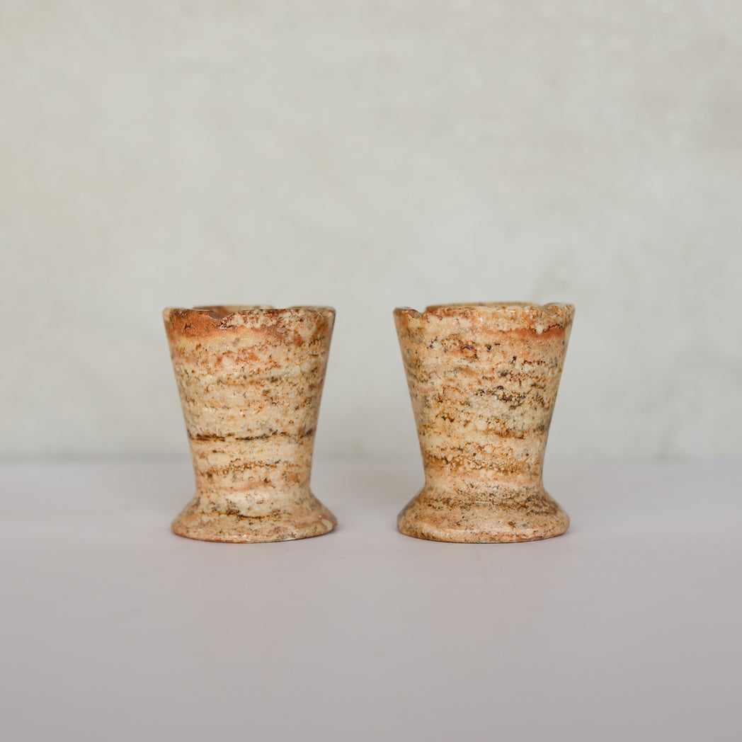 RUST TRAVERTINE CANDLE HOLDER