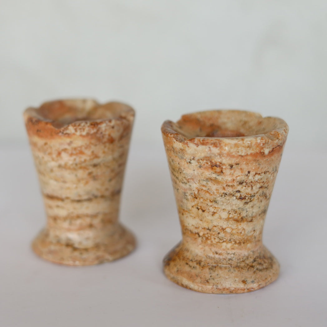 RUST TRAVERTINE CANDLE HOLDER