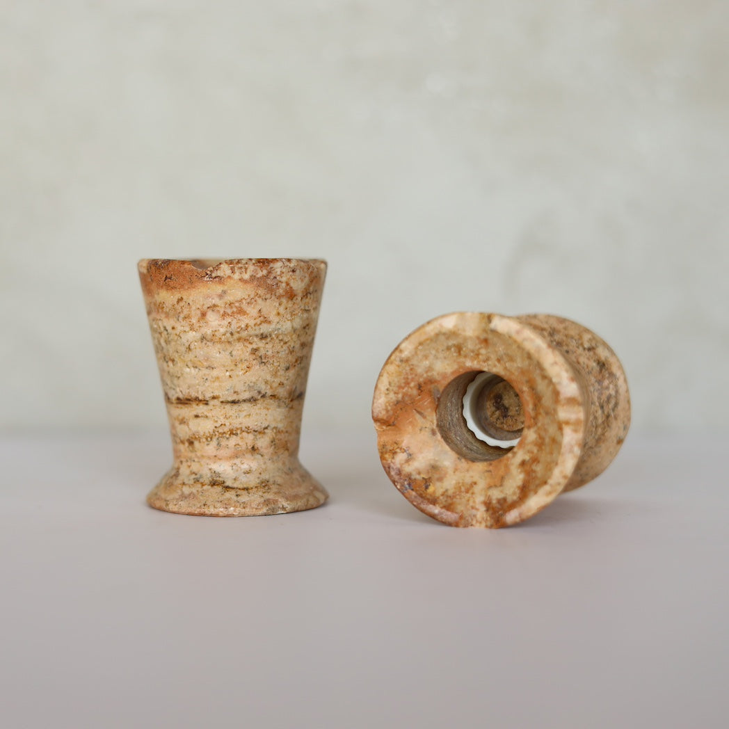 RUST TRAVERTINE CANDLE HOLDER