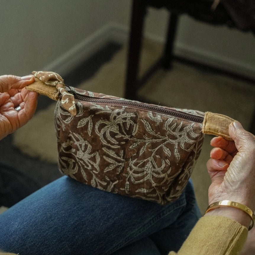 Saffron Block Print Pouch