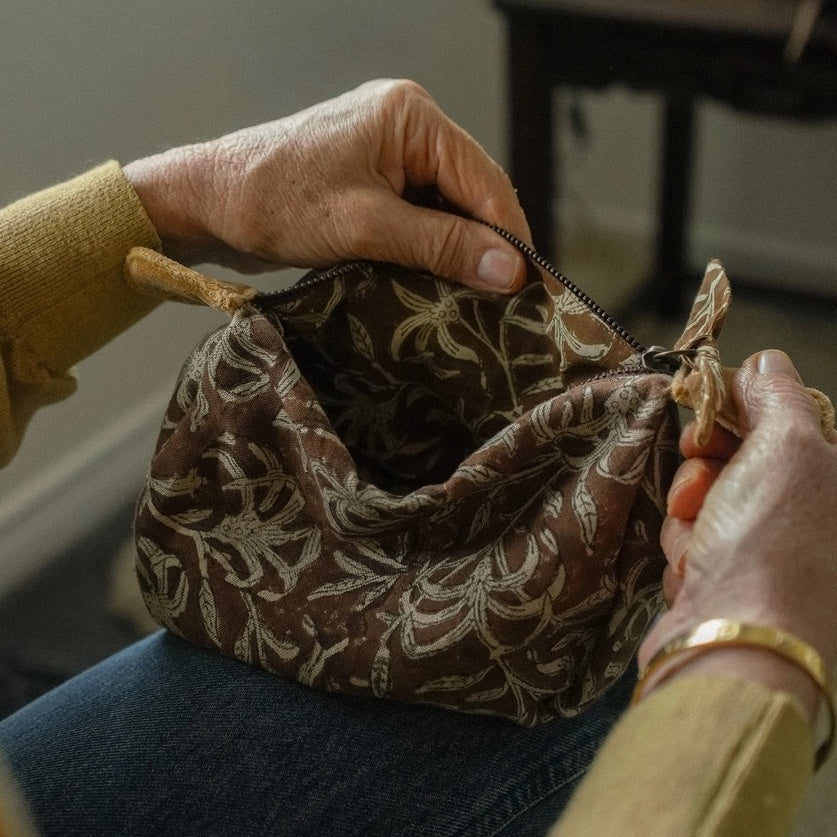 Saffron Block Print Pouch