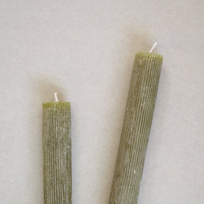 SAGE PLEATED TAPER CANDLES - S/2