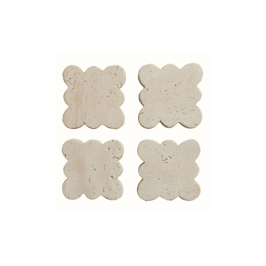 Scalloped Travertine Coasters | Set of 4