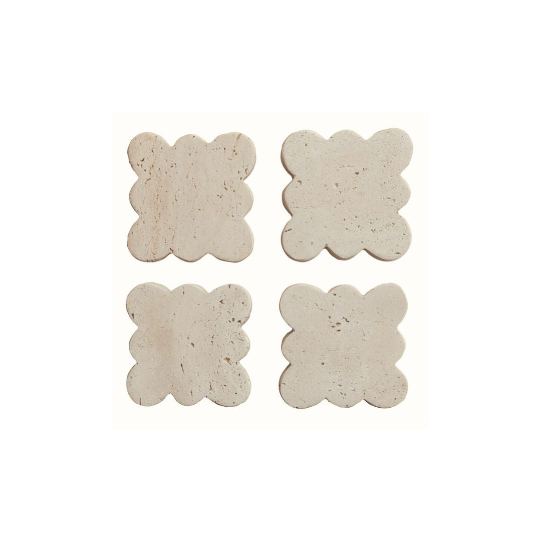 Scalloped Travertine Coasters | Set of 4