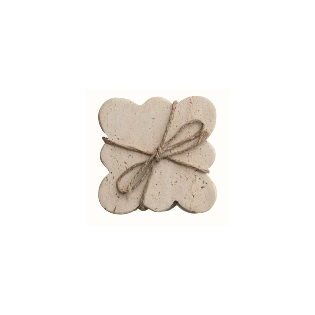 Scalloped Travertine Coasters | Set of 4