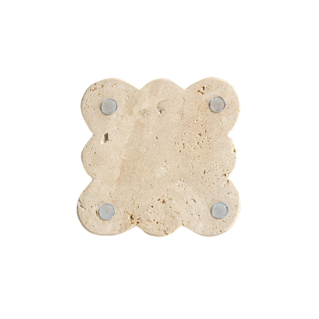 SCALLOPED TRAVERTINE COASTERS | S/4