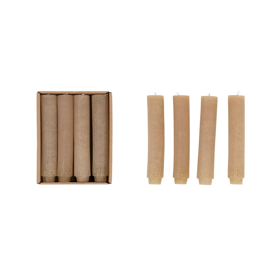 IVORY PLEATED MINI TAPER CANDLES - S/12