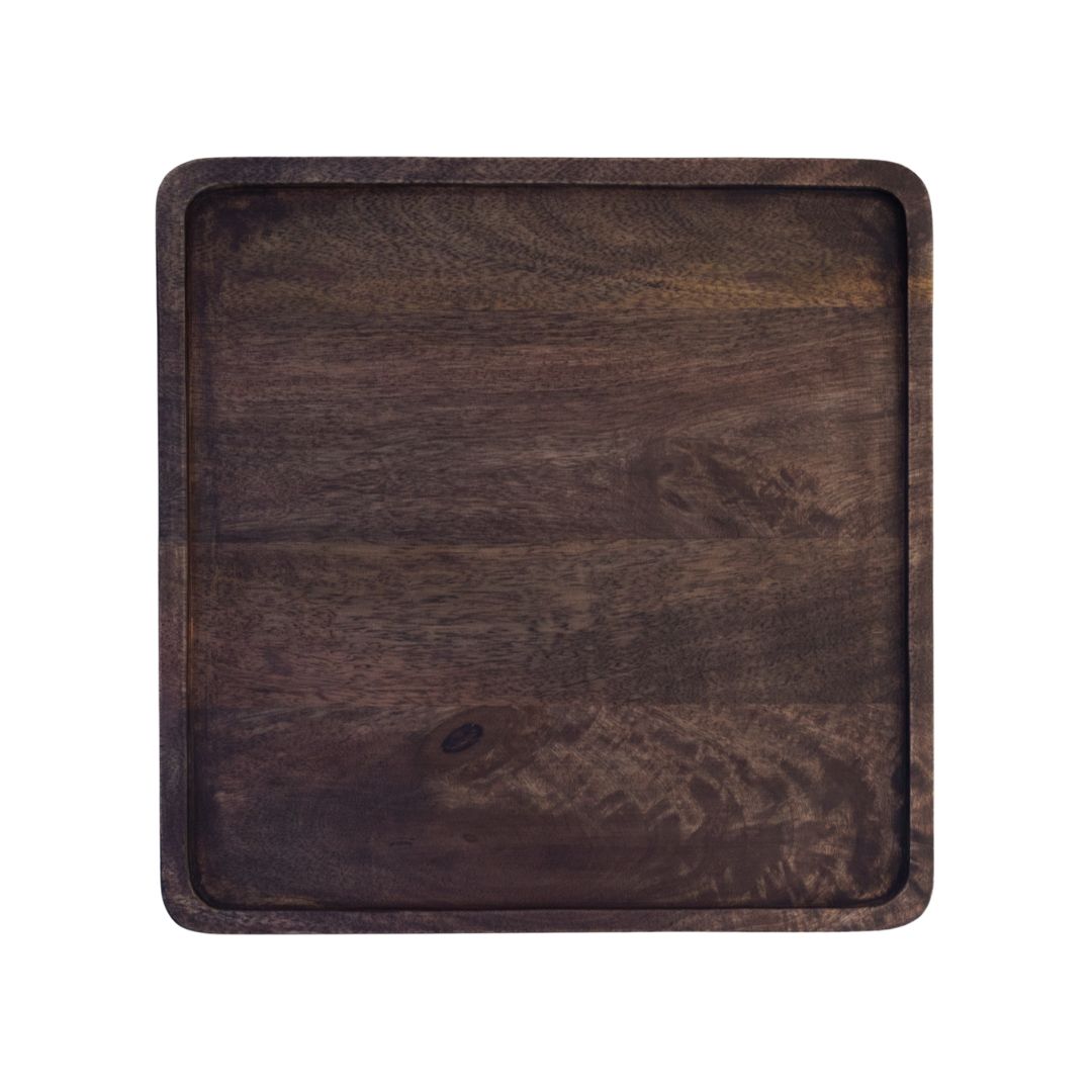 Square Dark Stained Mango Wood Tray