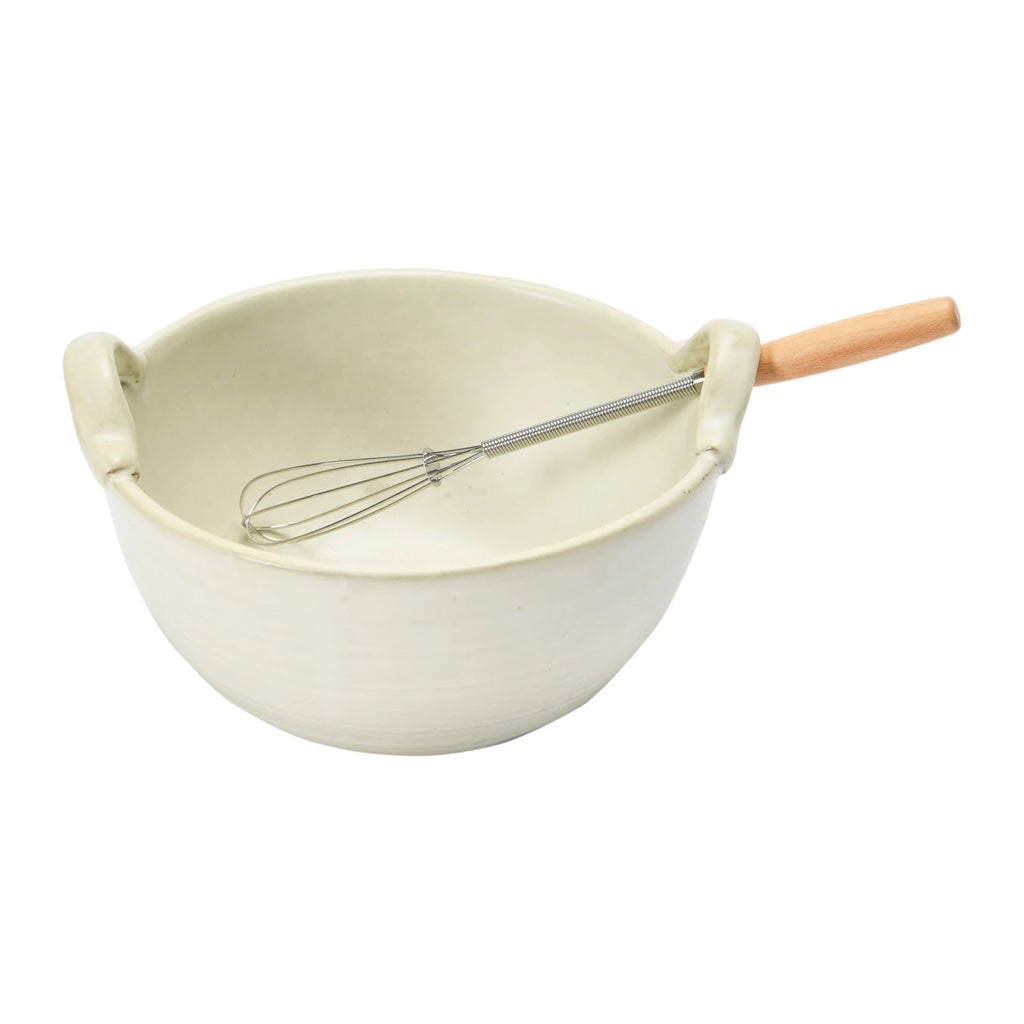 STONEWARE BOWL WITH WHISK