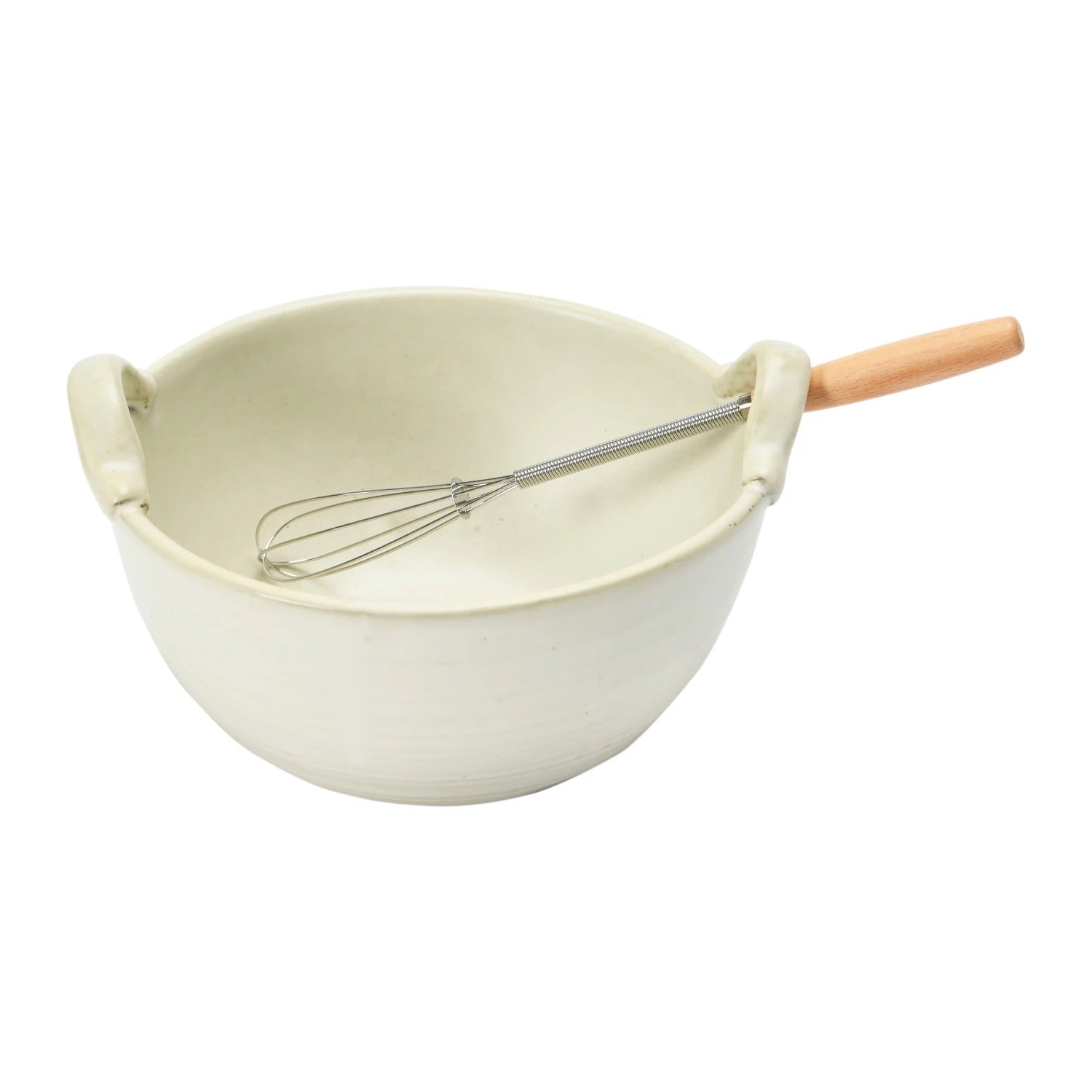 STONEWARE BOWL WITH WHISK
