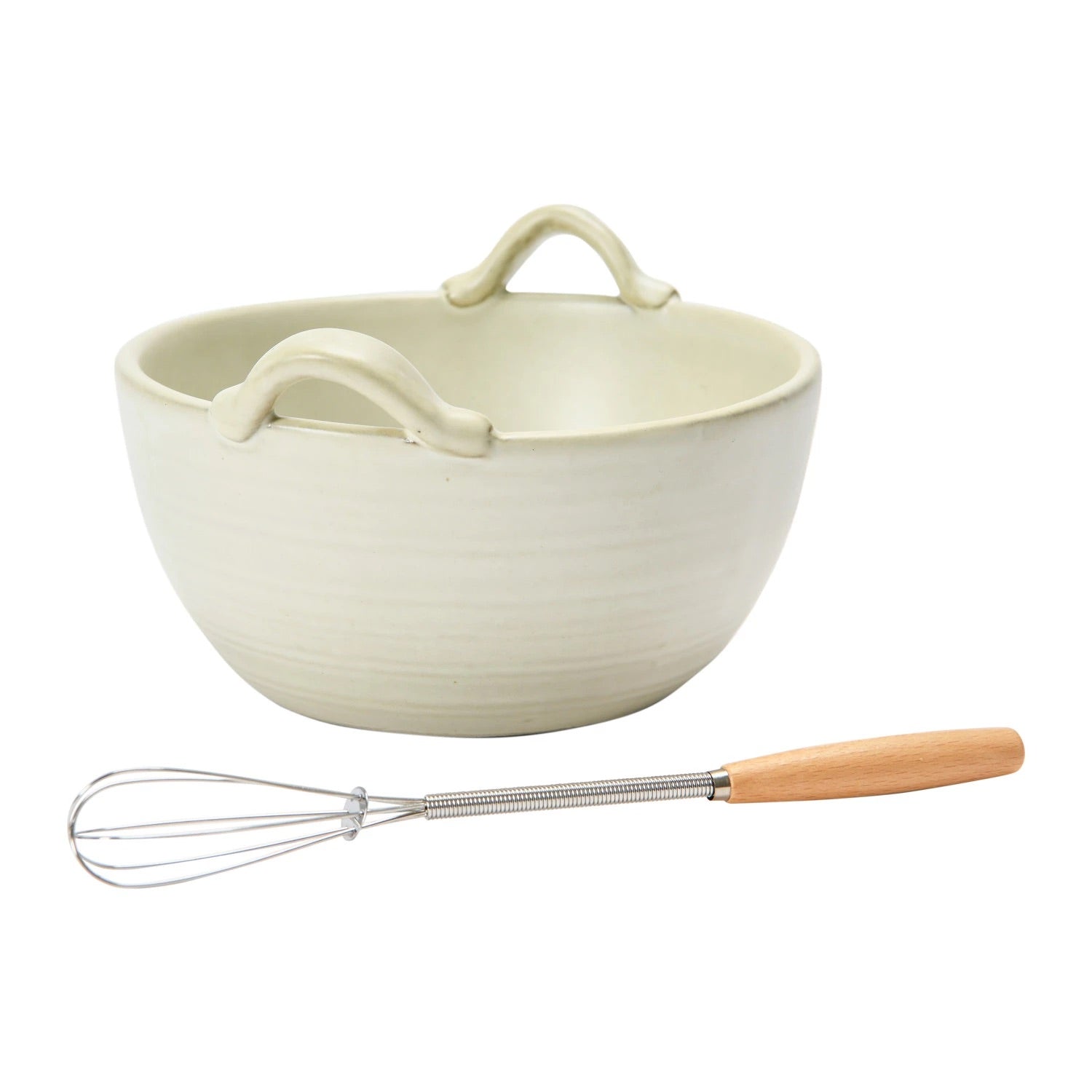 STONEWARE BOWL WITH WHISK