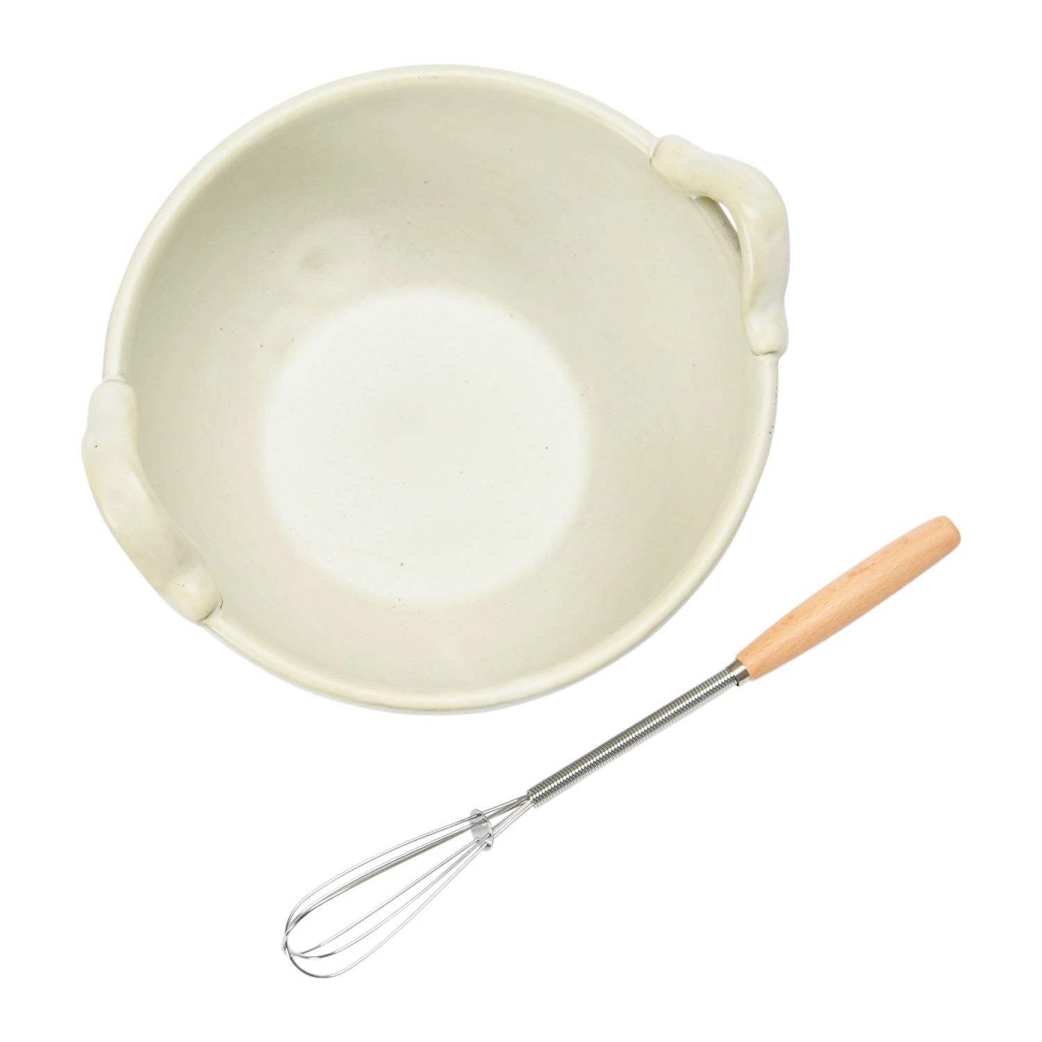STONEWARE BOWL WITH WHISK