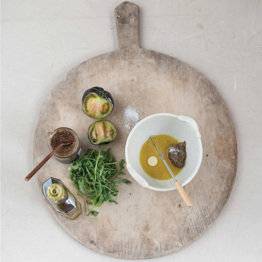 STONEWARE BOWL WITH WHISK
