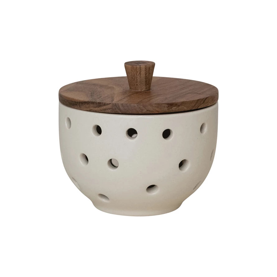 Stoneware Garlic & Onion Keeper