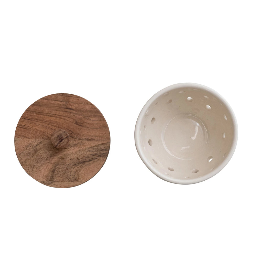 Stoneware Garlic & Onion Keeper