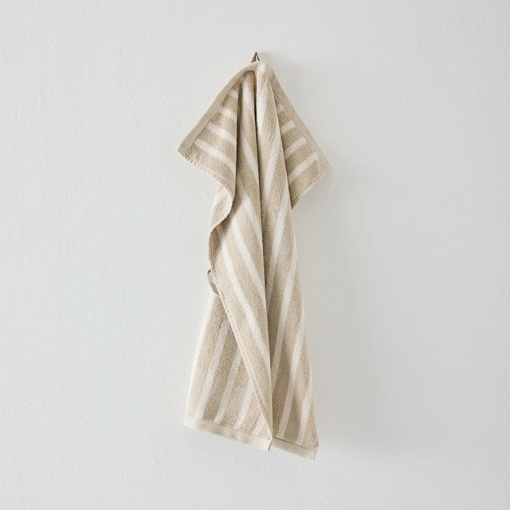 Striped Terry Hand Towels | Beige