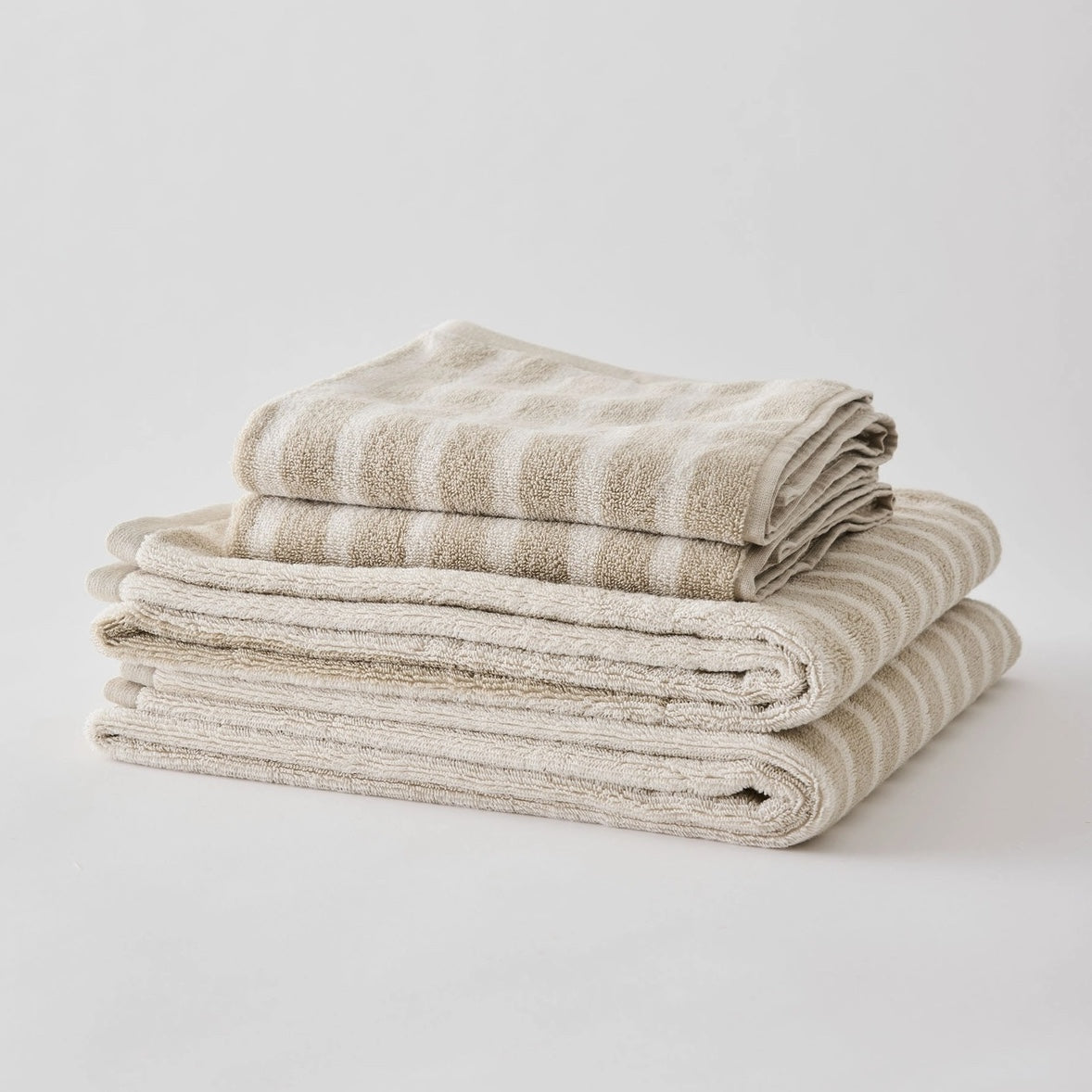 STRIPED TERRY TOWELS | BEIGE