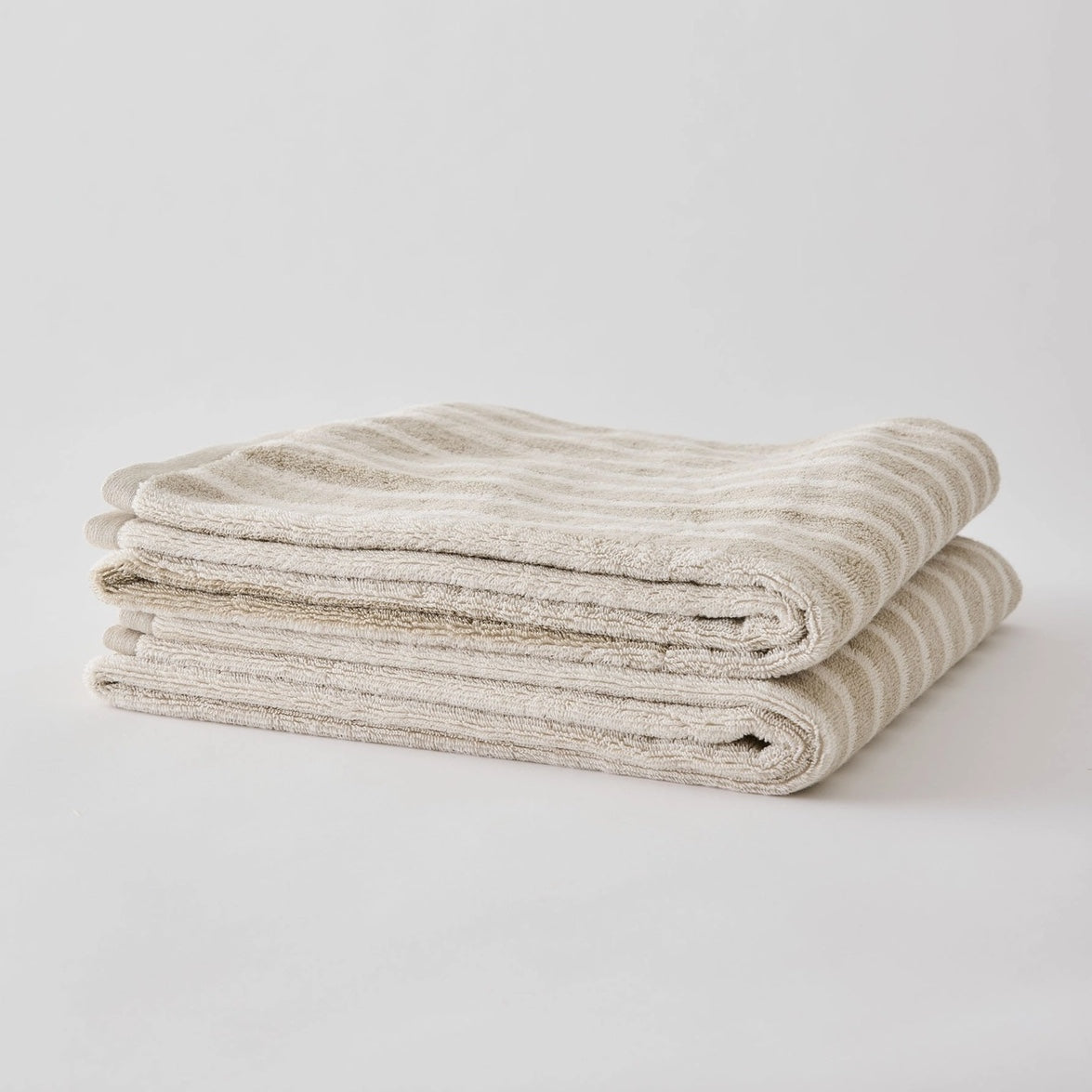 STRIPED TERRY TOWELS | BEIGE