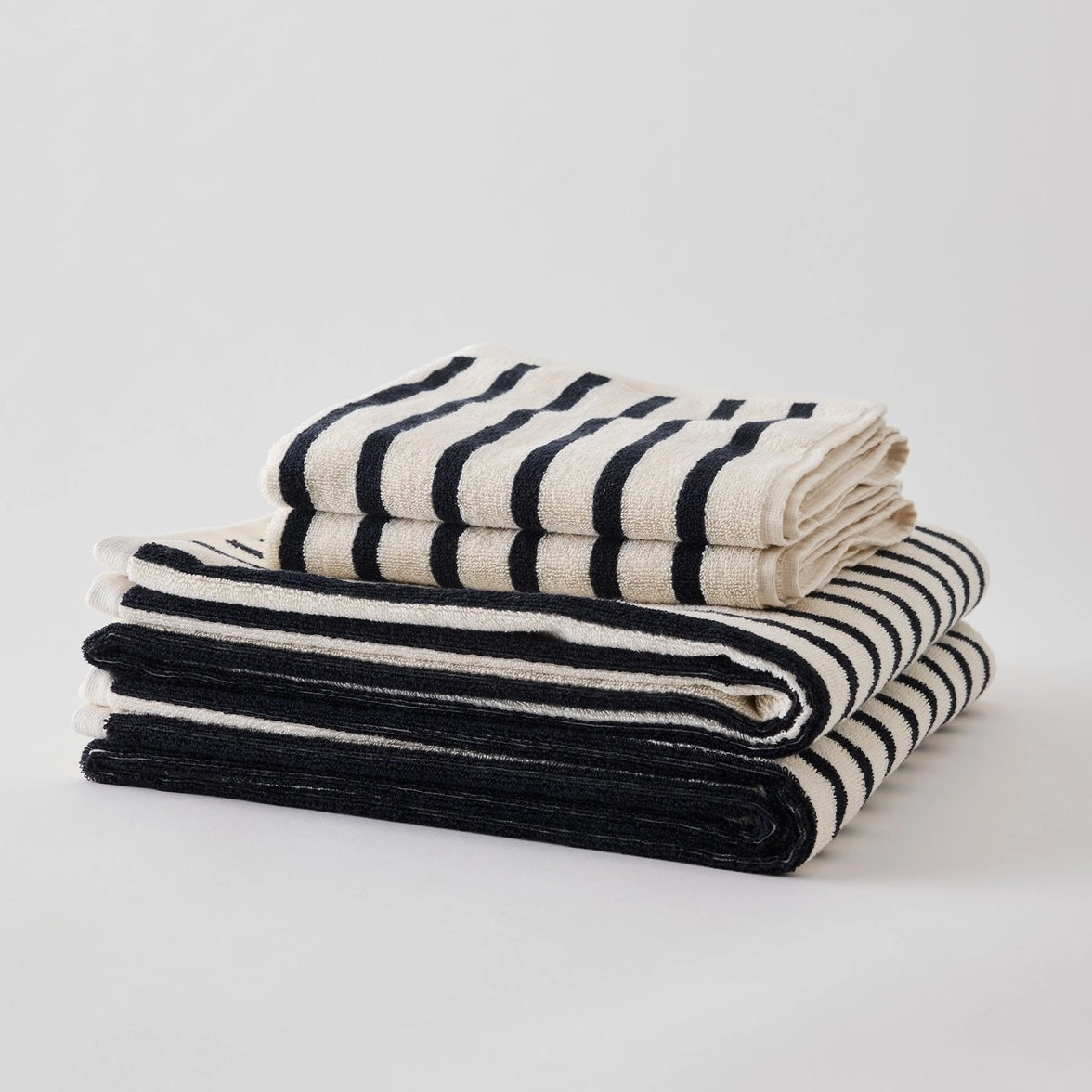 STRIPED TERRY TOWELS | BLACK