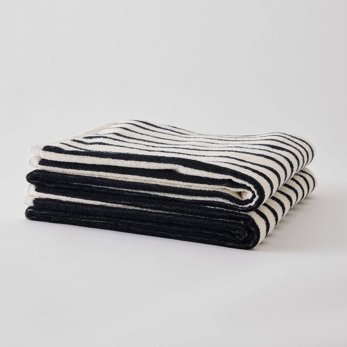 STRIPED TERRY TOWELS | BLACK