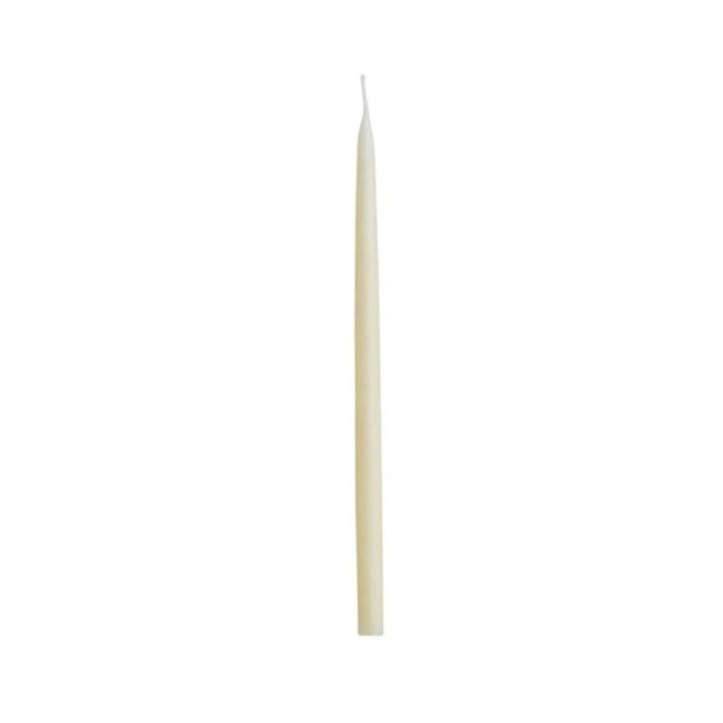 Single white candle on a white background