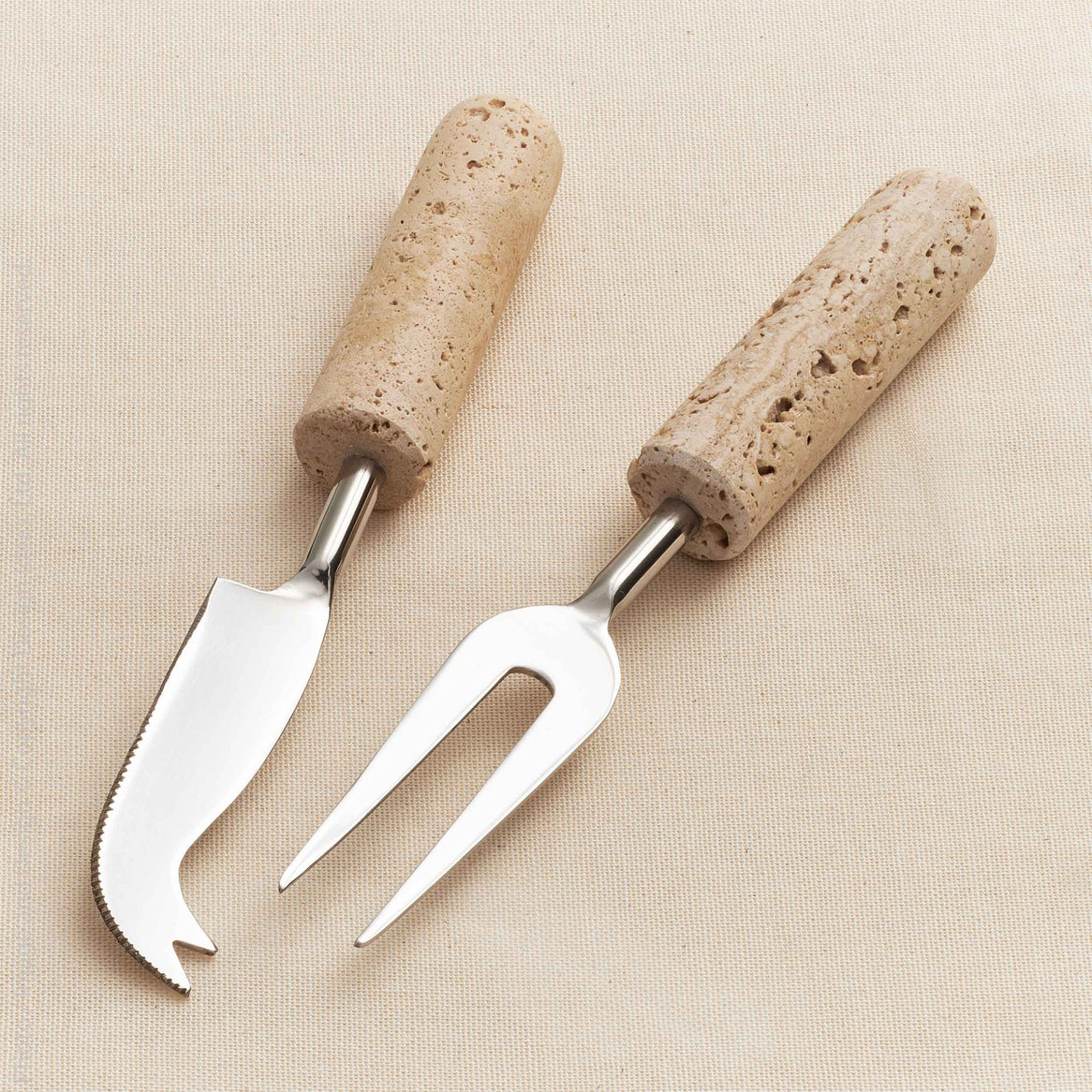 TRAVERTINE CHEESE KNIVES | S/2