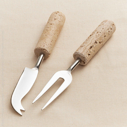 TRAVERTINE CHEESE KNIVES | S/2