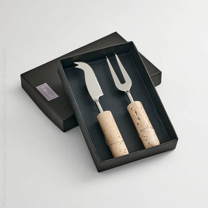 TRAVERTINE CHEESE KNIVES | S/2