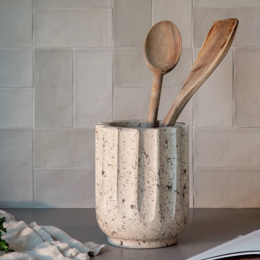 Travertine Utensil Crock