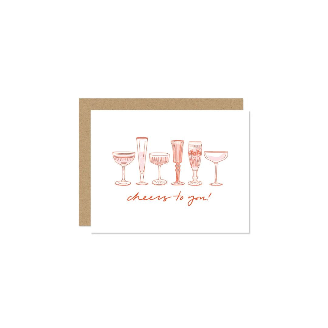 Vintage Glassware 'Cheers' Greeting Card