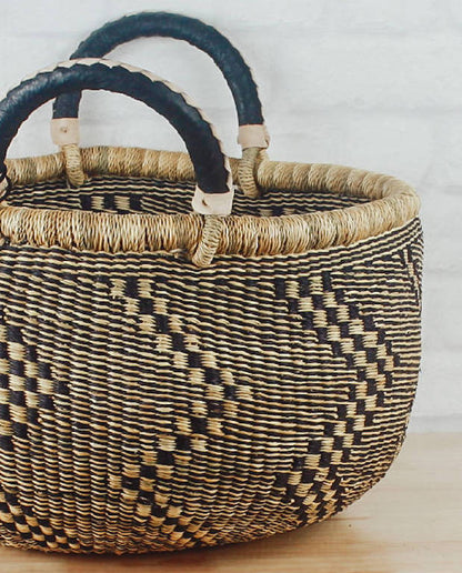 Bolga Baskets - Large Round Two Handle Natural Palette