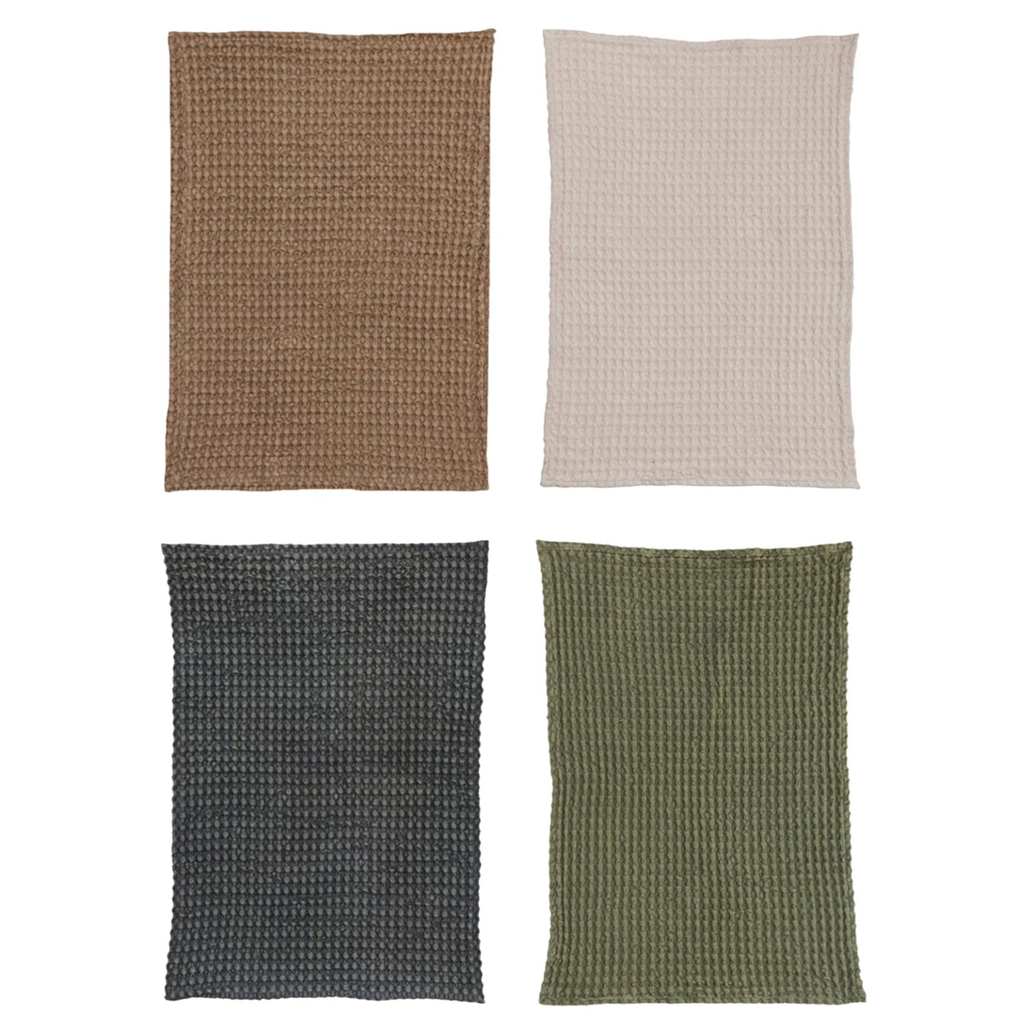 STONEWASHED WAFFLE WEAVE COTTON HAND & DISH TOWEL