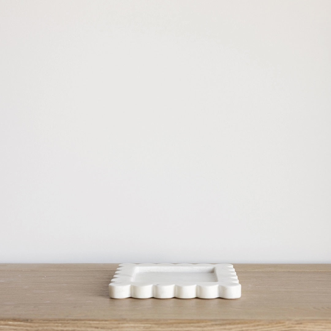 White Marble Scallop Tray