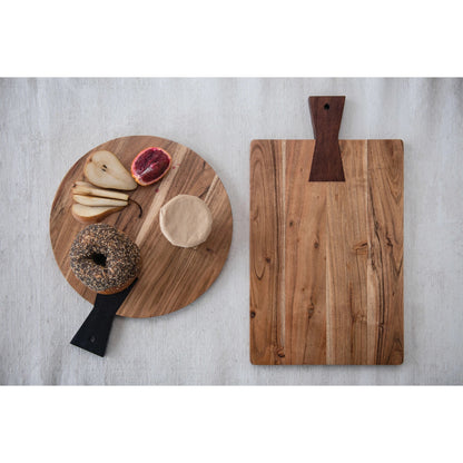 ROUND ACACIA WOOD BOARD WITH CONTRAST HANDLE