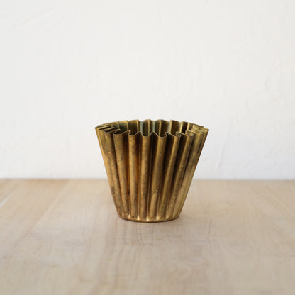 FLUTED BRASS PLANTER | SMALL