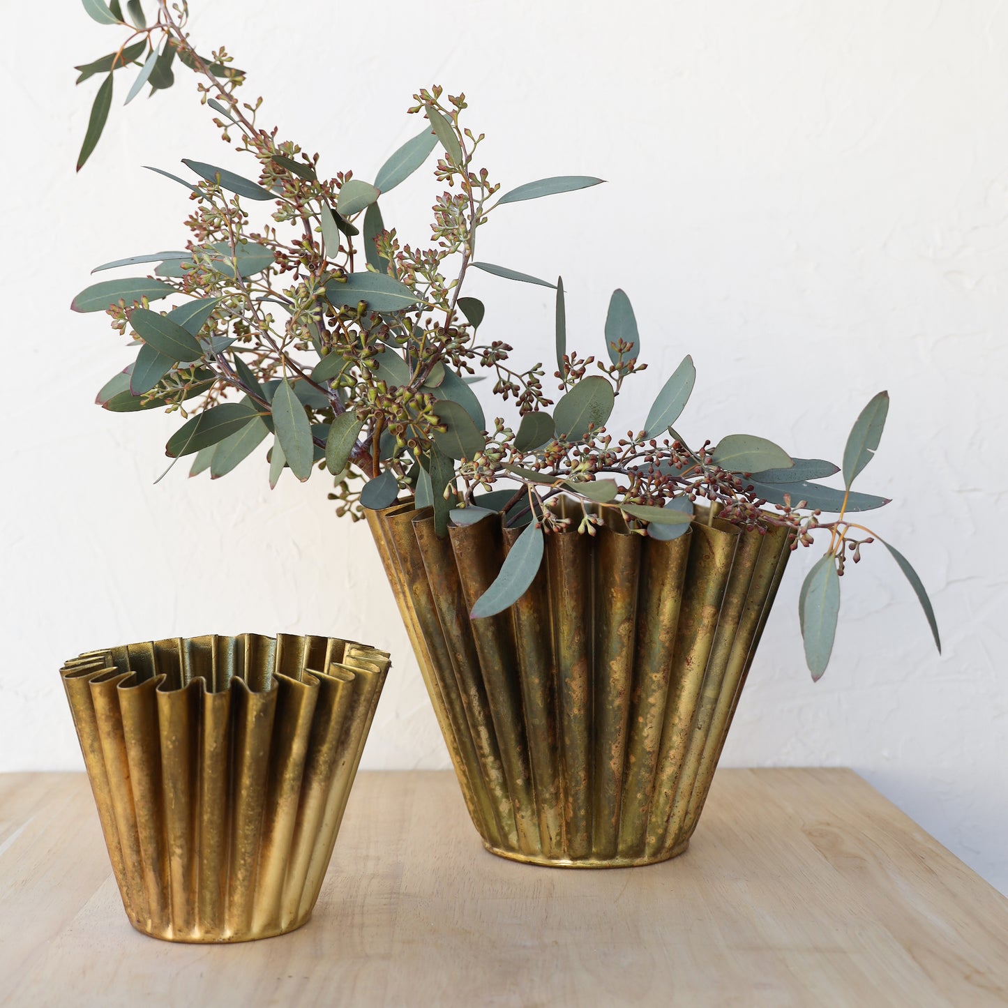 FLUTED BRASS PLANTER | LARGE