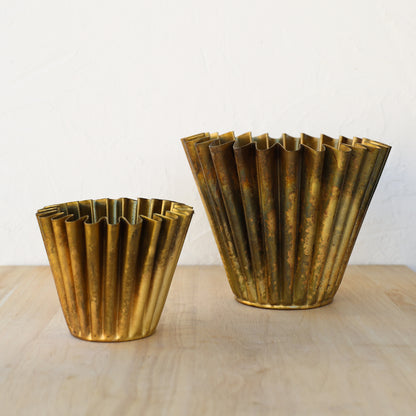 FLUTED BRASS PLANTER | SMALL